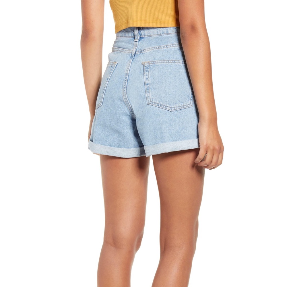 Topshop Roll Cuff Denim Mom Shorts Sz 14 - Picture 1 of 7